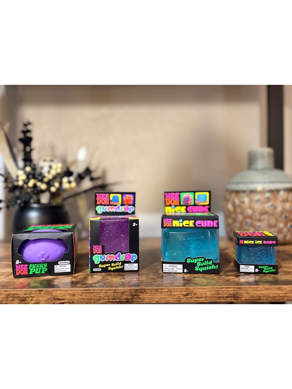 NeeDoh Funky Pup, Gumdrop, Nice Cube, Nice Ice Baby Squishy Bundle